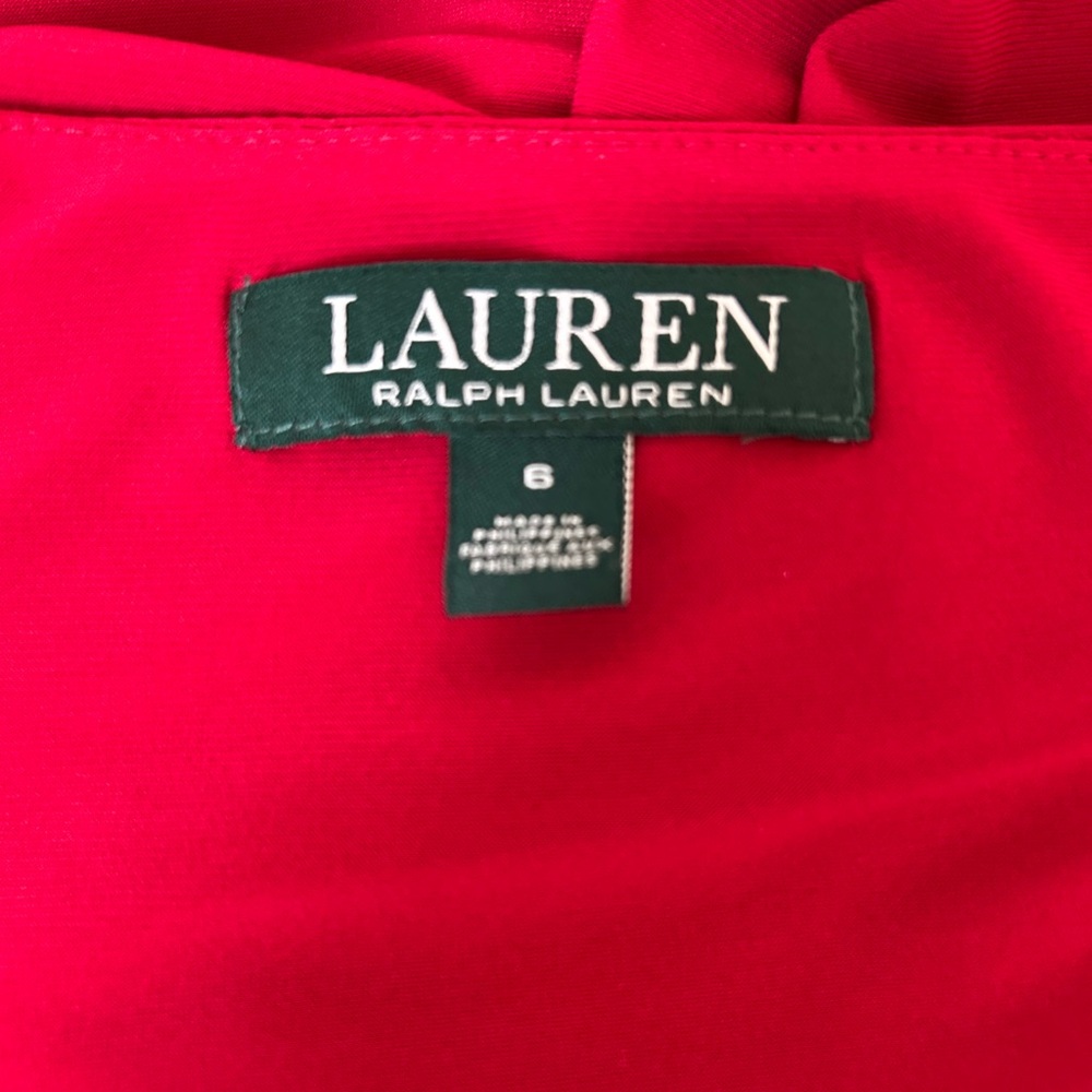 Ralph Lauren Red Sheath Midi Dress with Flutter Sleeves - Picture 6 of 6